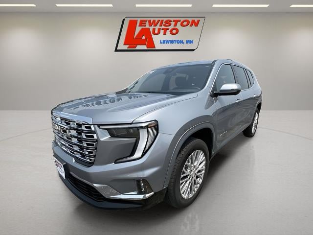 2024 GMC Acadia Denali in Sterling Metallic — front three-quarter view