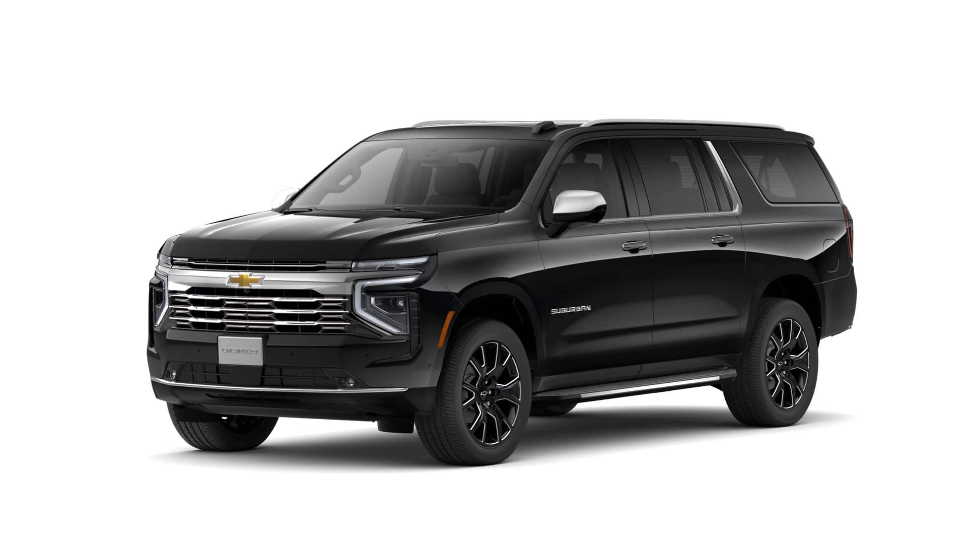 2026 Chevrolet Suburban Premier in Black — front three-quarter view