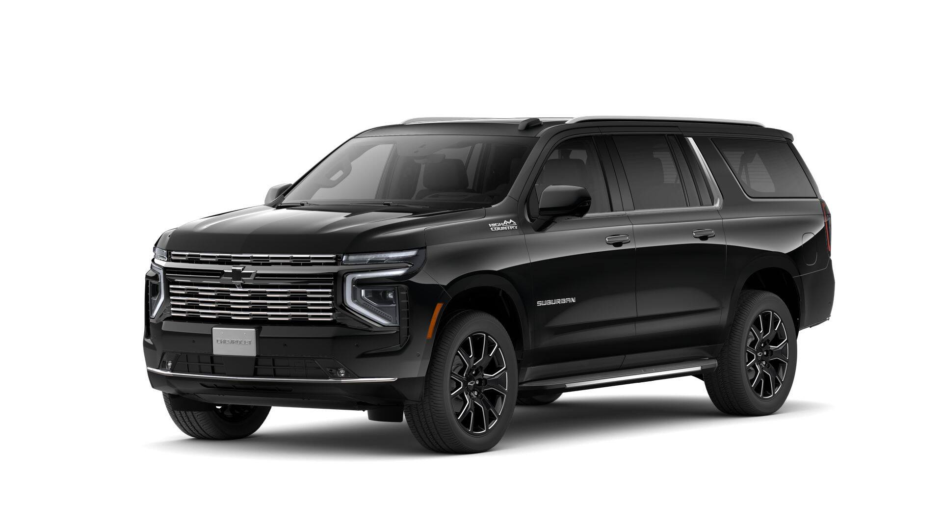 2026 Chevrolet Suburban High Country in Black — front three-quarter view